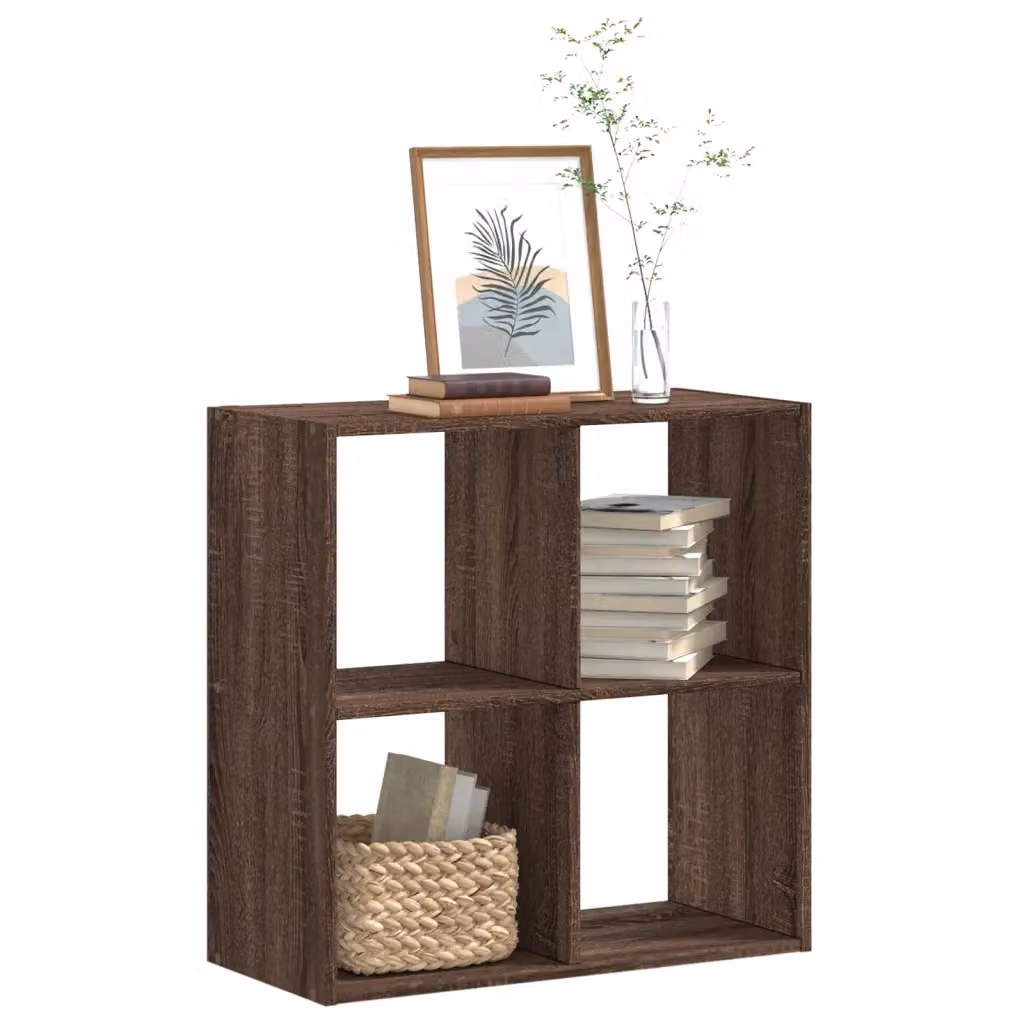 Libreria moderna vidaXL in legno multistrato e MDF, colore marrone, da appendere a parete, L 68,5 cm x P 32 cm x H 68,5 cm