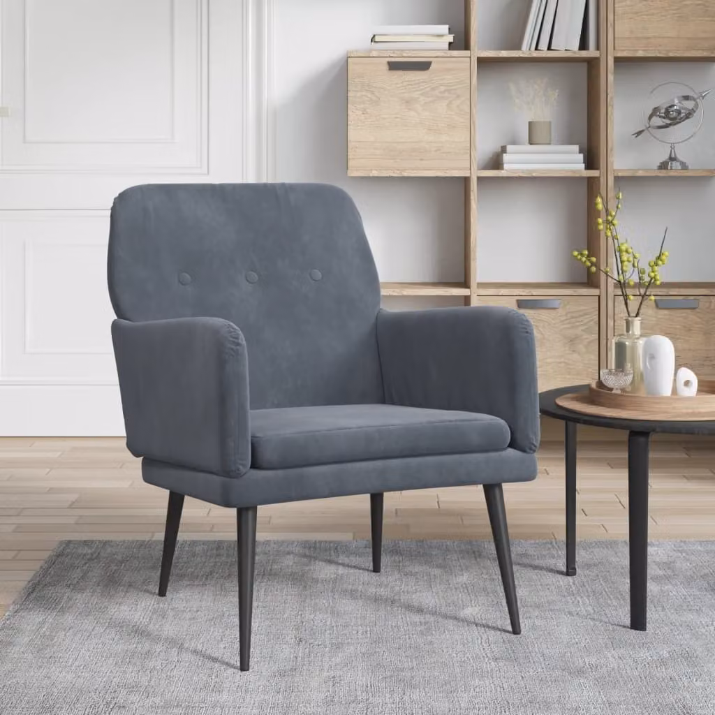 The Living Store poltrona grigio scuro 62x79x79 cm in velluto