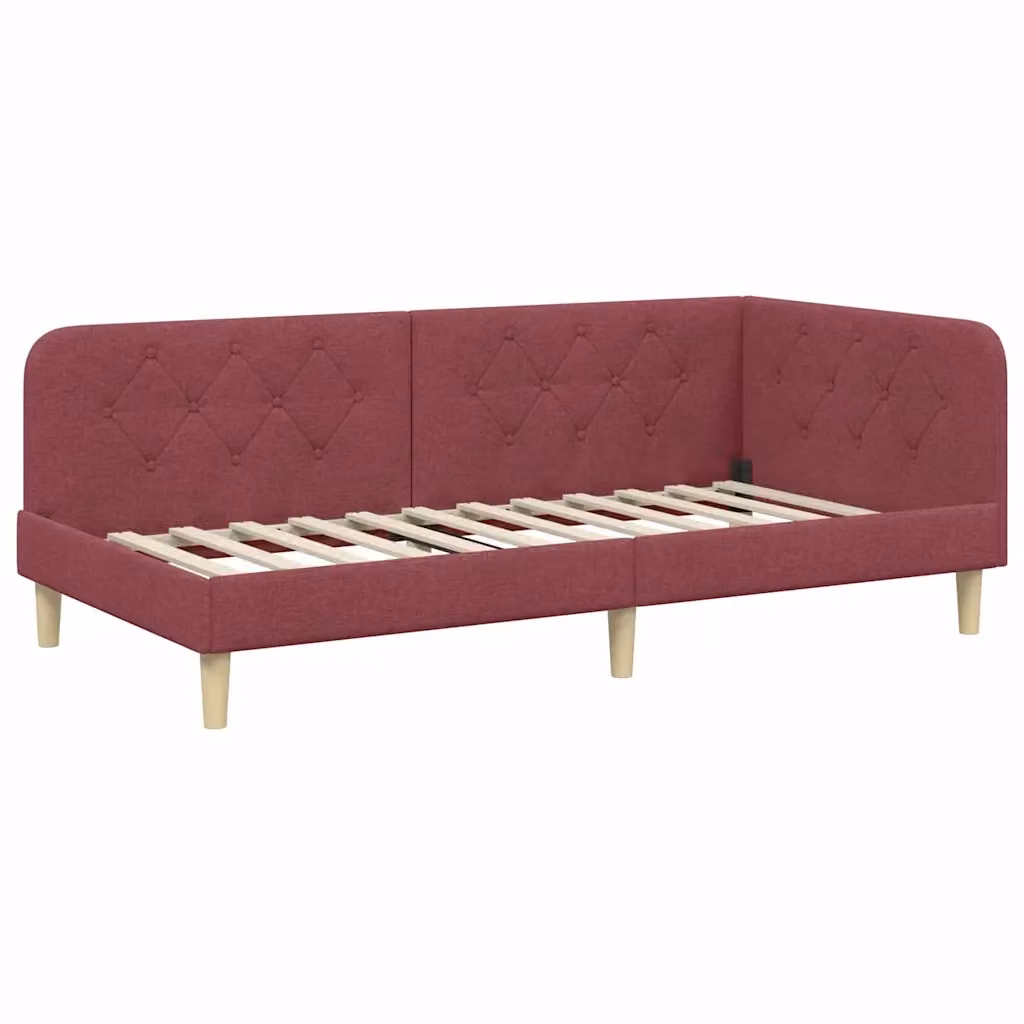 Cornice del letto ad angolo vidaXL in tessuto rosso, L/P/H: 190 x 90 x 72 cm – 2