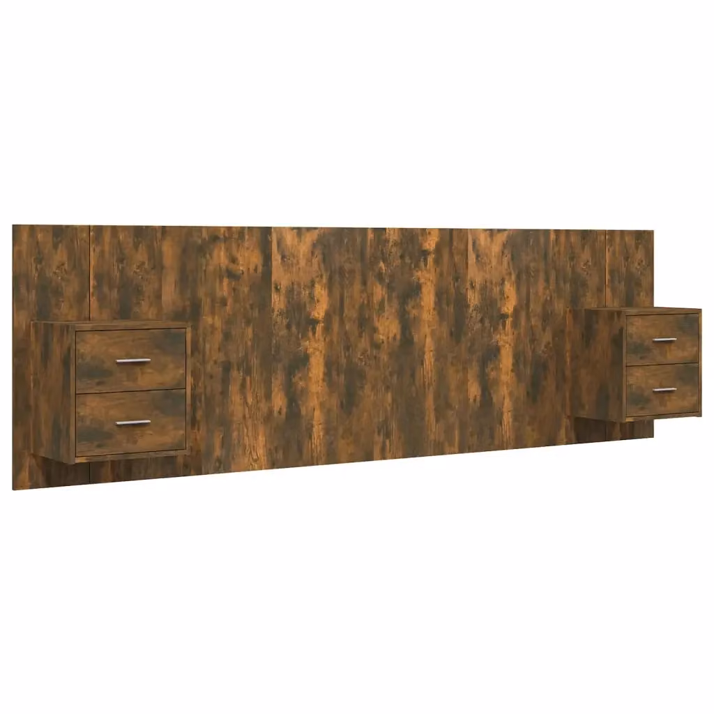vidaXL Testiera Letto con Comodini Integrati in Legno Multistrato Rovere Fumo L: 160 cm, P: 80 cm, H: 80 cm – 2