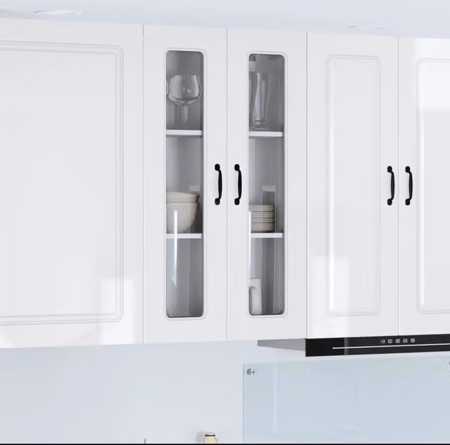 Armadio da cucina a muro vidaXL Bianco Lucido con ante in vetro e ripiani interni L/P/H: 60 x 31 x 100 cm