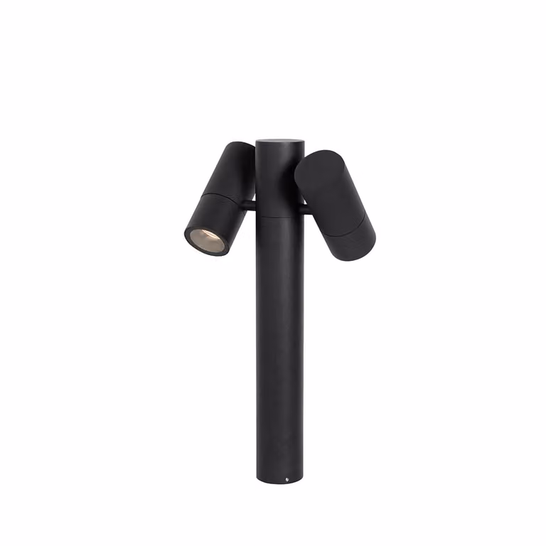 Lampada da esterno a colonna, nera, 50 cm, 2 luci, orientabile, modello Duo