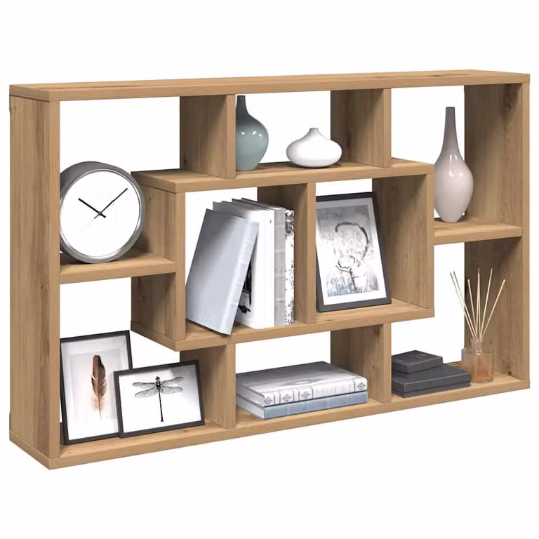 vidaXL Mensola da parete artigianale in rovere marrone, L 85 cm x P 16 cm x H 52,5 cm, in legno ingegnerizzato