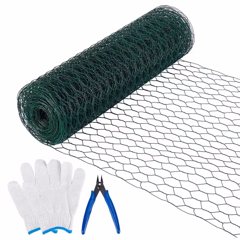 Set di rete metallica per pollai, 2 rotoli, dimensioni 0,4 x 10 metri, colore verde, con attrezzi inclusi