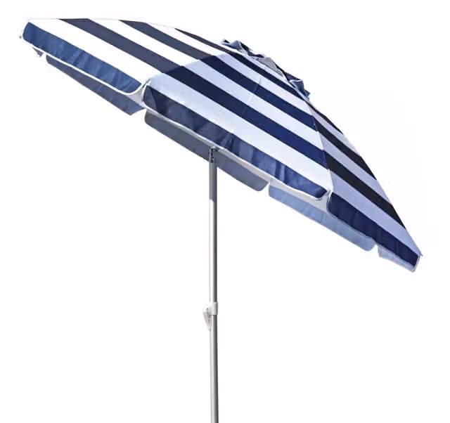 Set di 10 ombrelloni Moia Portovenere in alluminio con tessuto in poliestere rigato bianco e blu, diametro 200 cm
