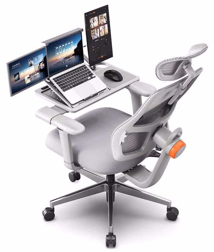 Sedia da ufficio ergonomica – Sedia da lavoro con supporto lombare regolabile e braccioli 3D