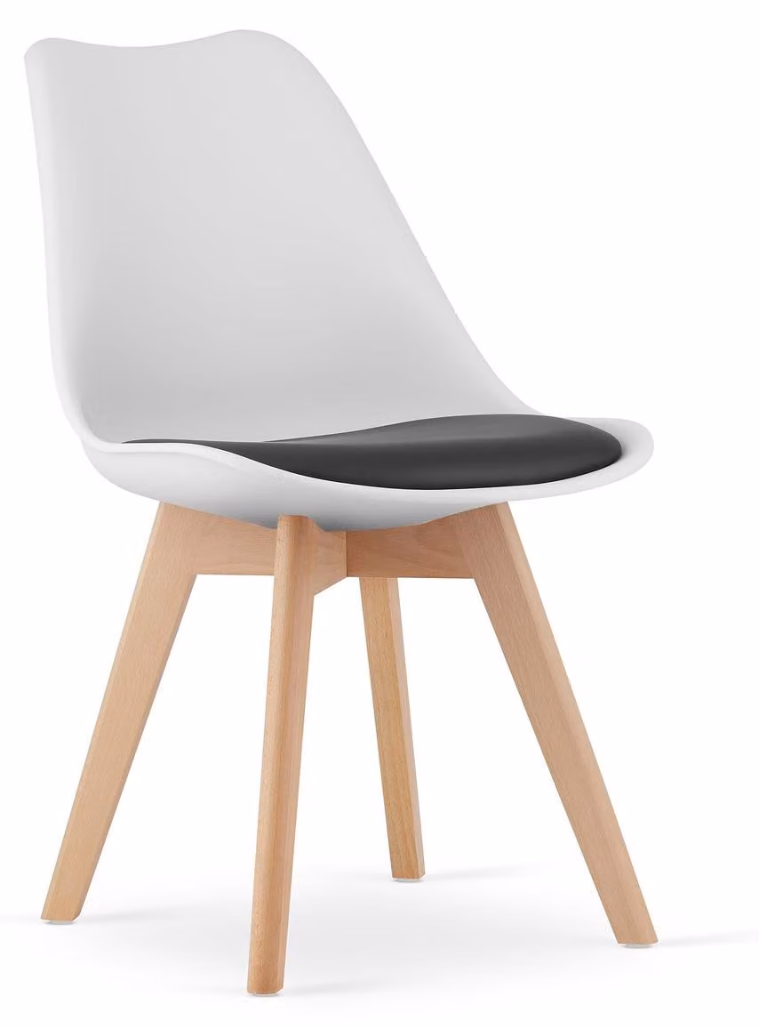 Sedia Mark con cuscino in ecopelle e gambe in faggio