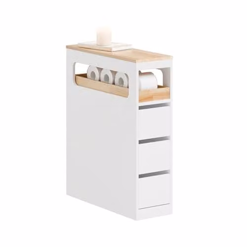 SoBuy Mobiletto Bagno Salvaspazio Cassettiera Stretta con Ruote 65x23x82cm