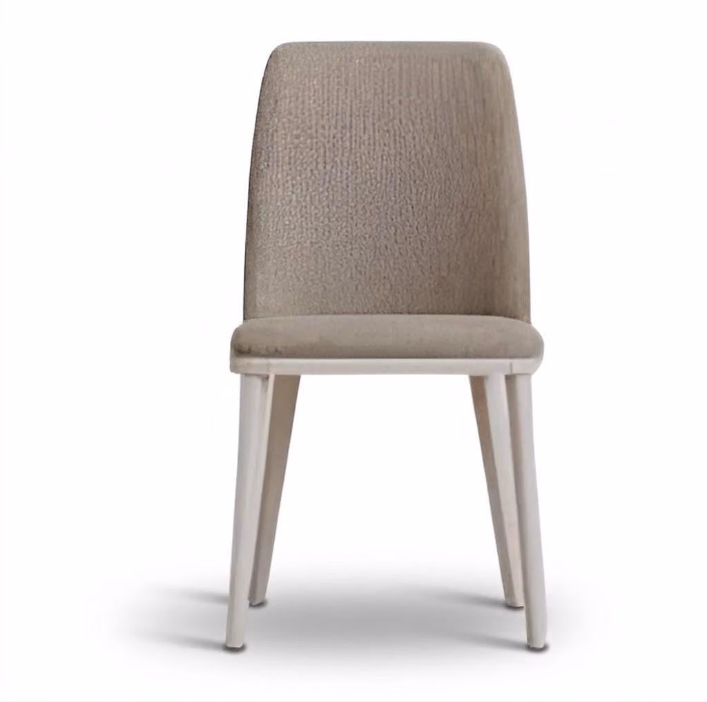 Poltrona imbottita moderna, color beige crema – elegante sedia da pranzo di design