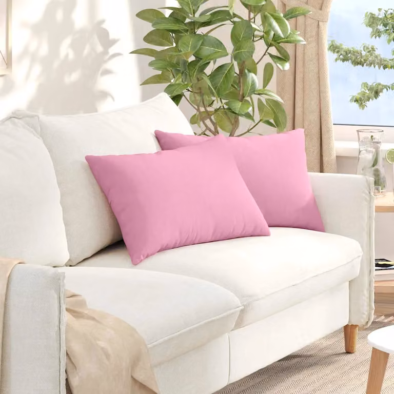 Set di 2 cuscini da divano vidaXL in tessuto rosa con fodera rimovibile, L 60 cm x P 40 cm x H 40 cm