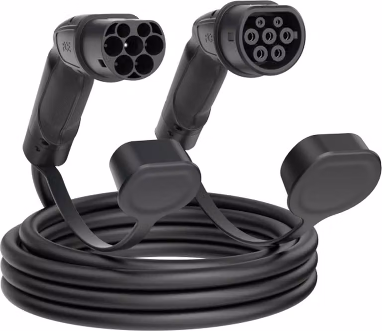 Cavo di ricarica PC ELECTRIC EV (AC) Modalità 3, tipo 2-tipo 2, 32 A, trifase, 22 kW, L=7,5 m, nero, 1 pezzo.