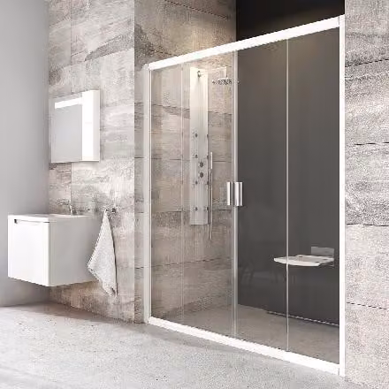 Ravak Blix - Porta doccia a quattro elementi BLDP4-170, 1670-1710 mm, bianco/vetro chiaro 0YVV0100Z1