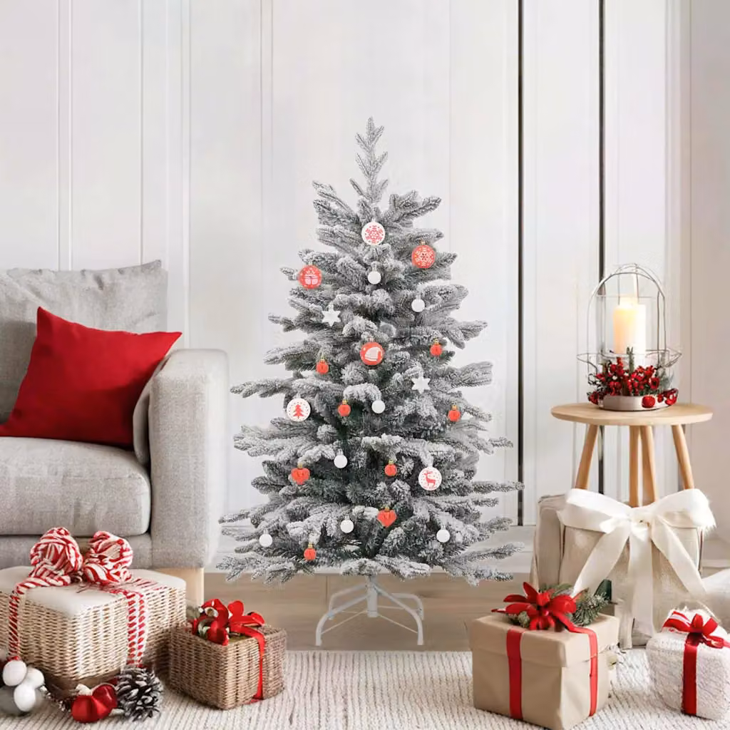 Set di decorazioni natalizie vidaXL con palline rotonde in plastica nei colori rosso, bianco e oro, Ø 6 cm