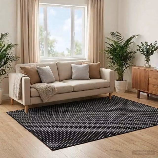 Tappeto ORIZ Motivo a rete nero 240 x 340 cm 100% Poliestere 42050337