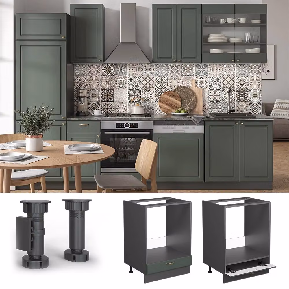 Mobile per forno da incasso Vicco Fame-Line stile rustico Verde-oro e Antracite L: 60 cm, H: 82 cm, P: 55,5 cm – 2