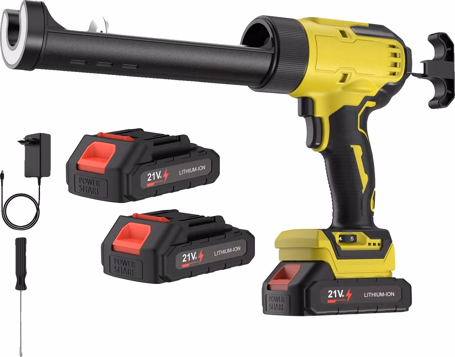 Pistola sigillante elettrica, comando a 6 velocità, luce di lavoro a LED integrata, 2 batterie G
