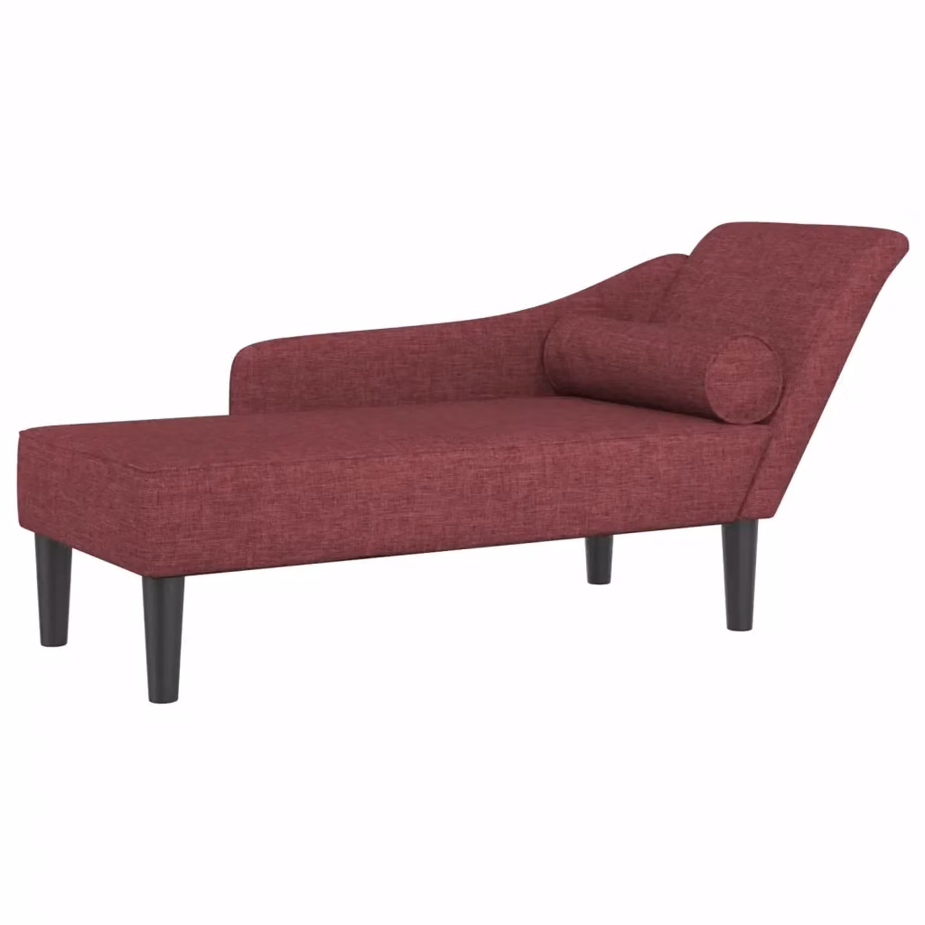 Chaise Lounge vidaXL in Legno Massello con Cuscini Rossi per Giardino e Soggiorno – 2