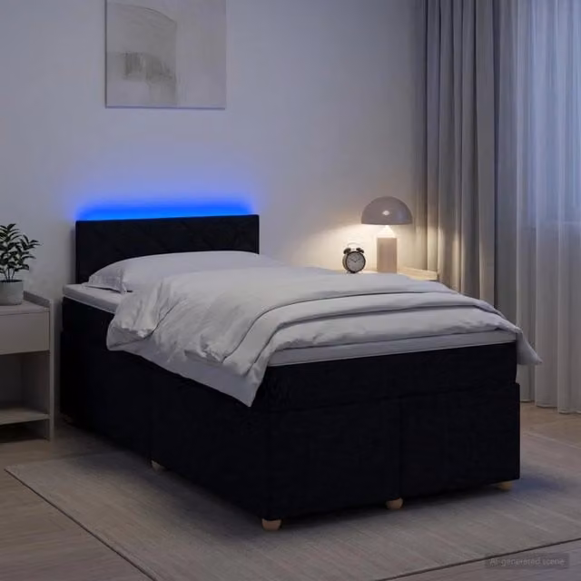 Letto box spring con materasso Nero 120 x 200 cm Tessuto 3452403