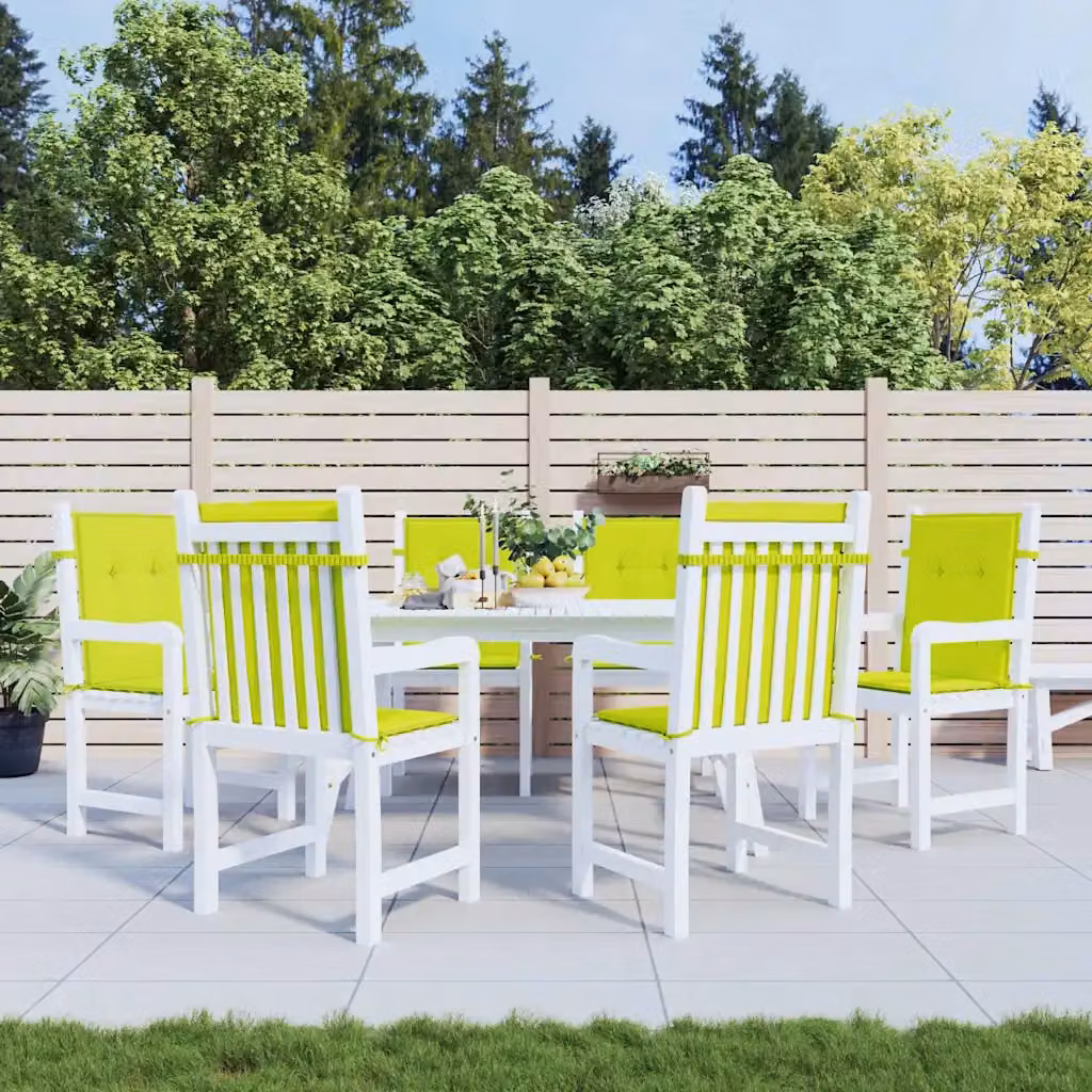 Set di 6 cuscini per sedia vidaXL in tessuto Oxford verde, impermeabili e traspiranti, L 100 cm x P 50 cm x H 3 cm