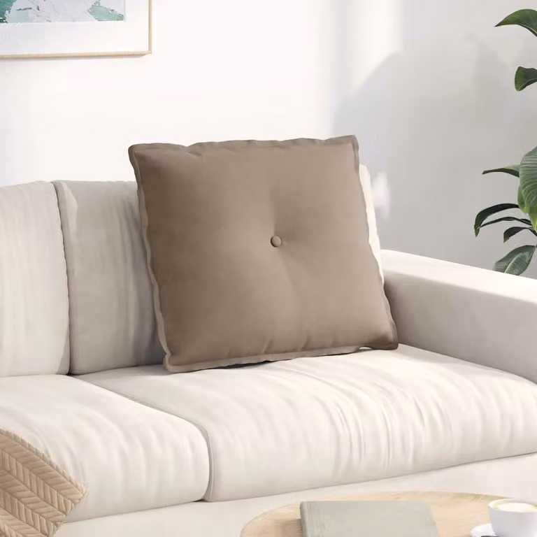 Cuscino per schiena vidaXL in microfibra e poliestere, beige/grigio, L: 60 cm x P: 50 cm