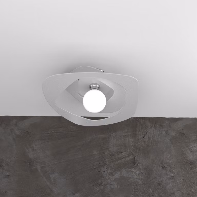 Plafoniera Moderna Warped Metallo Grigio 1 Luce E27 D.50Cm