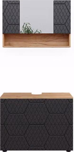 Set mobili bagno Irma Antracite con struttura a nido d'ape 2 pezzi Vicco