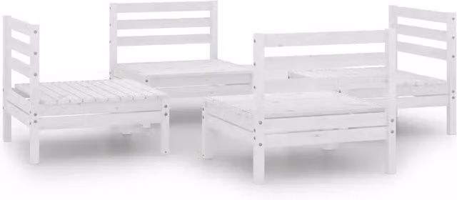 Set Divani da Giardino 4 pz | Set Salotto da Giardino Bianco in Legno Massello di Pino