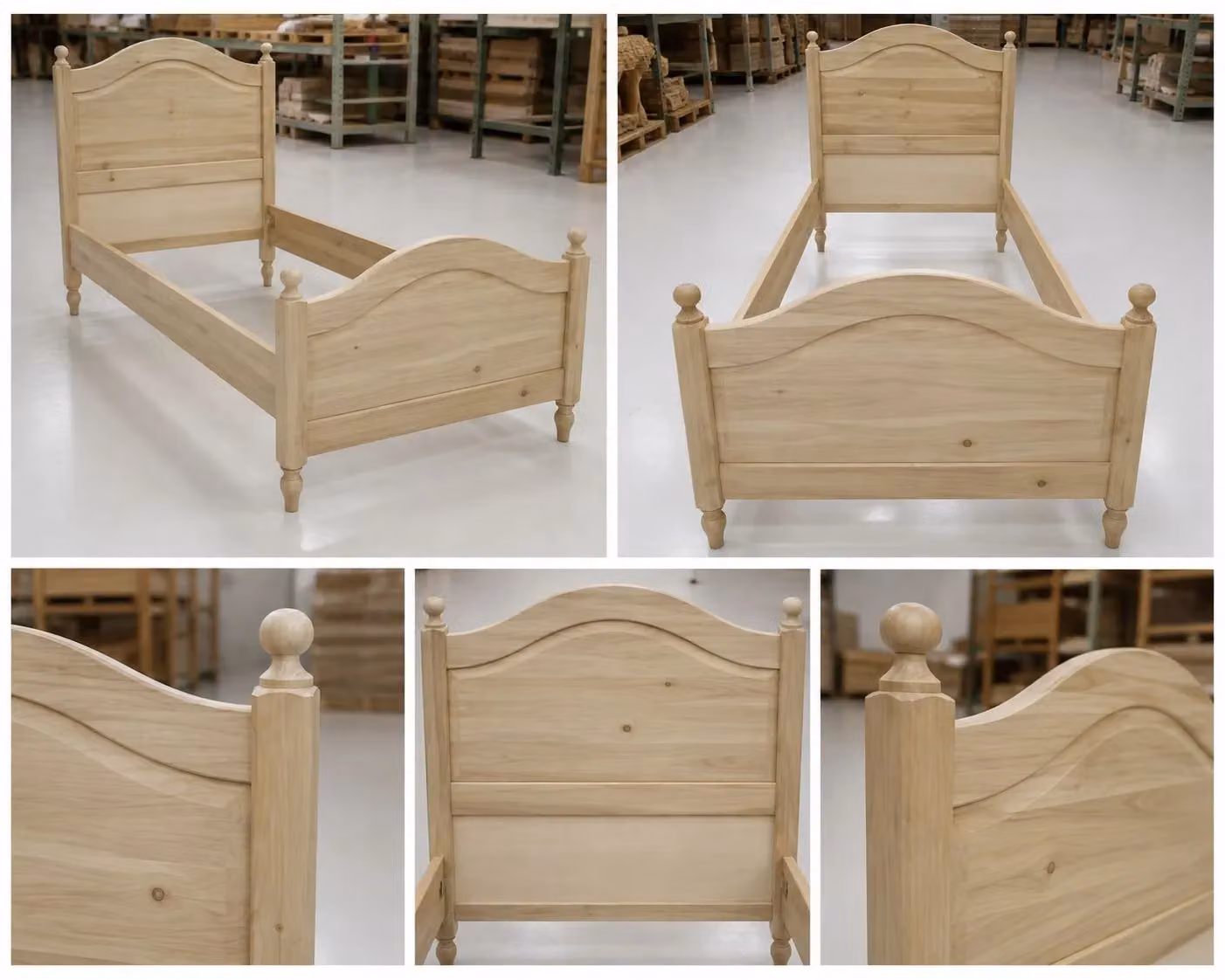 Letto singolo in legno di faggio stile arte povera Mobili 2G L/P/H: 99 x 212 x 112 cm – 3