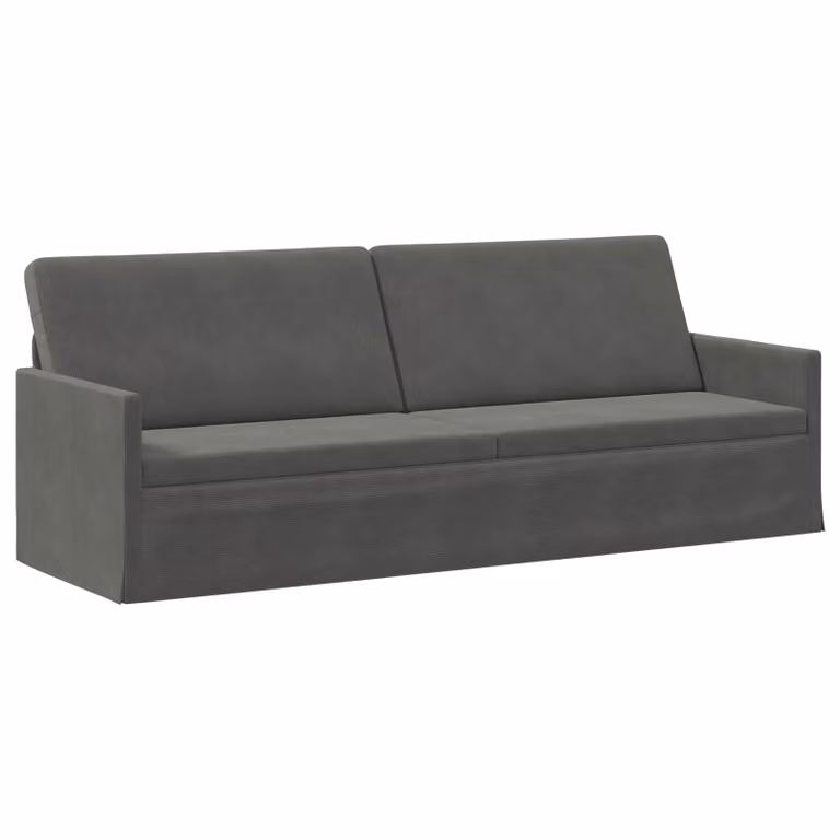 Divano a 3 posti moderno vidaXL in tessuto corduroy grigio con struttura in metallo L/P/H: 220 x 81 x 82 cm