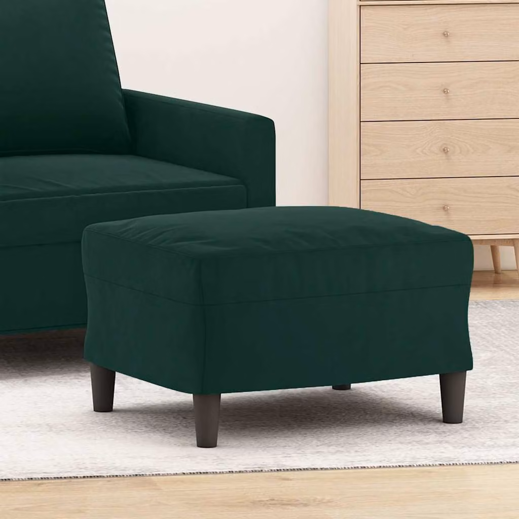 Poggiapiedi vidaXL in velluto verde con struttura in legno, L 60 x P 50 x H 41 cm