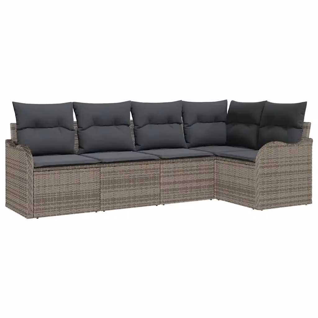 Set Divano da Giardino a L vidaXL in Polyrattan Grigio con Cuscini e Struttura in Acciaio – 2