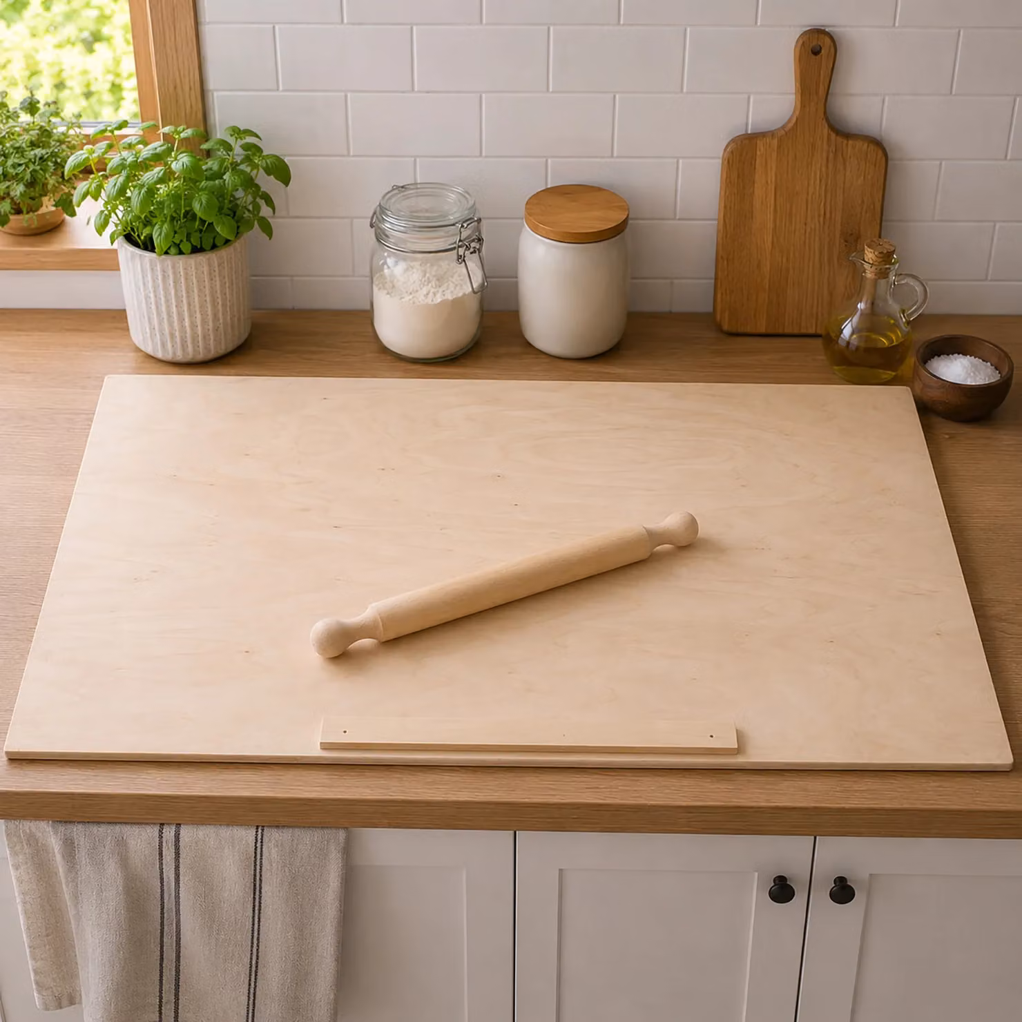 Spianatoia in legno di abete beige con mattarello GUSTO CASA L: 85 cm, P: 50 cm – 2