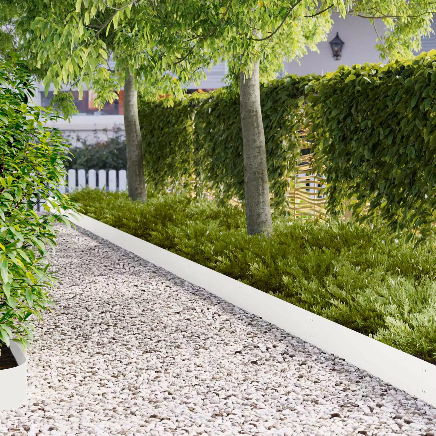 Set di 20 bordure per prato vidaXL in acciaio bianco, 103 x 20 cm