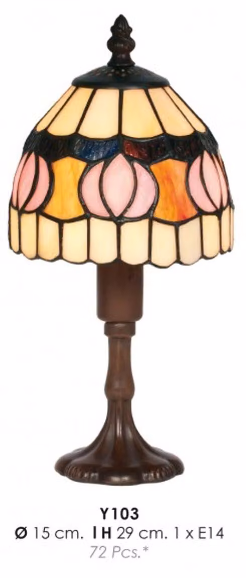 Casa Padrino Lampada da tavolo Tiffany Ø 15 x H. 29 cm - Lampada sgabello Tiffany - Lampada da tavolo Tiffany