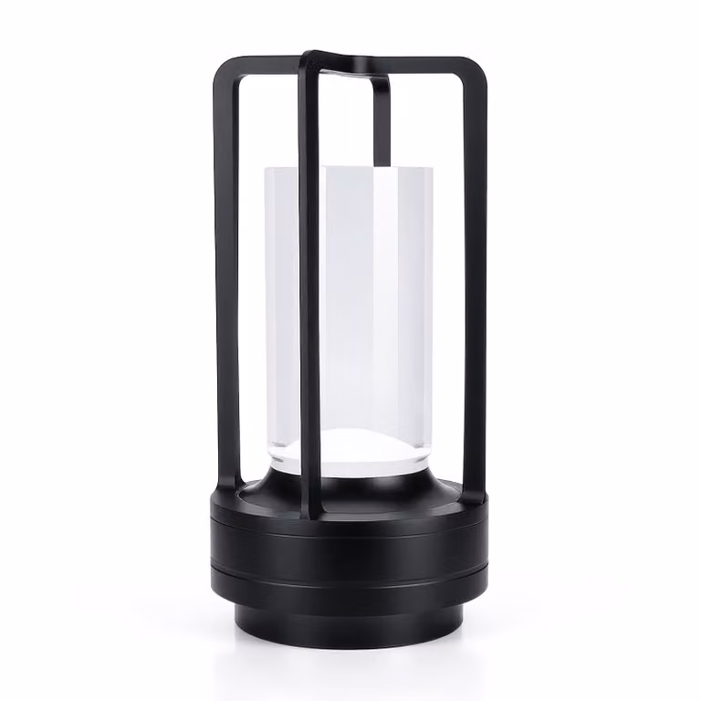 Lampada da tavolo LED a batteria in vetro - Lampada in metallo con comando a sfioramento - Nero