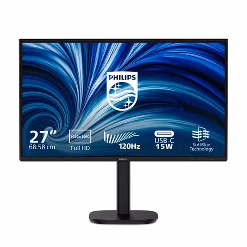 Monitor Philips 27 pollici LED IPS Full HD 16:9 con regolazione altezza, connessioni HDMI, DisplayPort e VGA, colore nero - 27B2N3200J/00 – 2