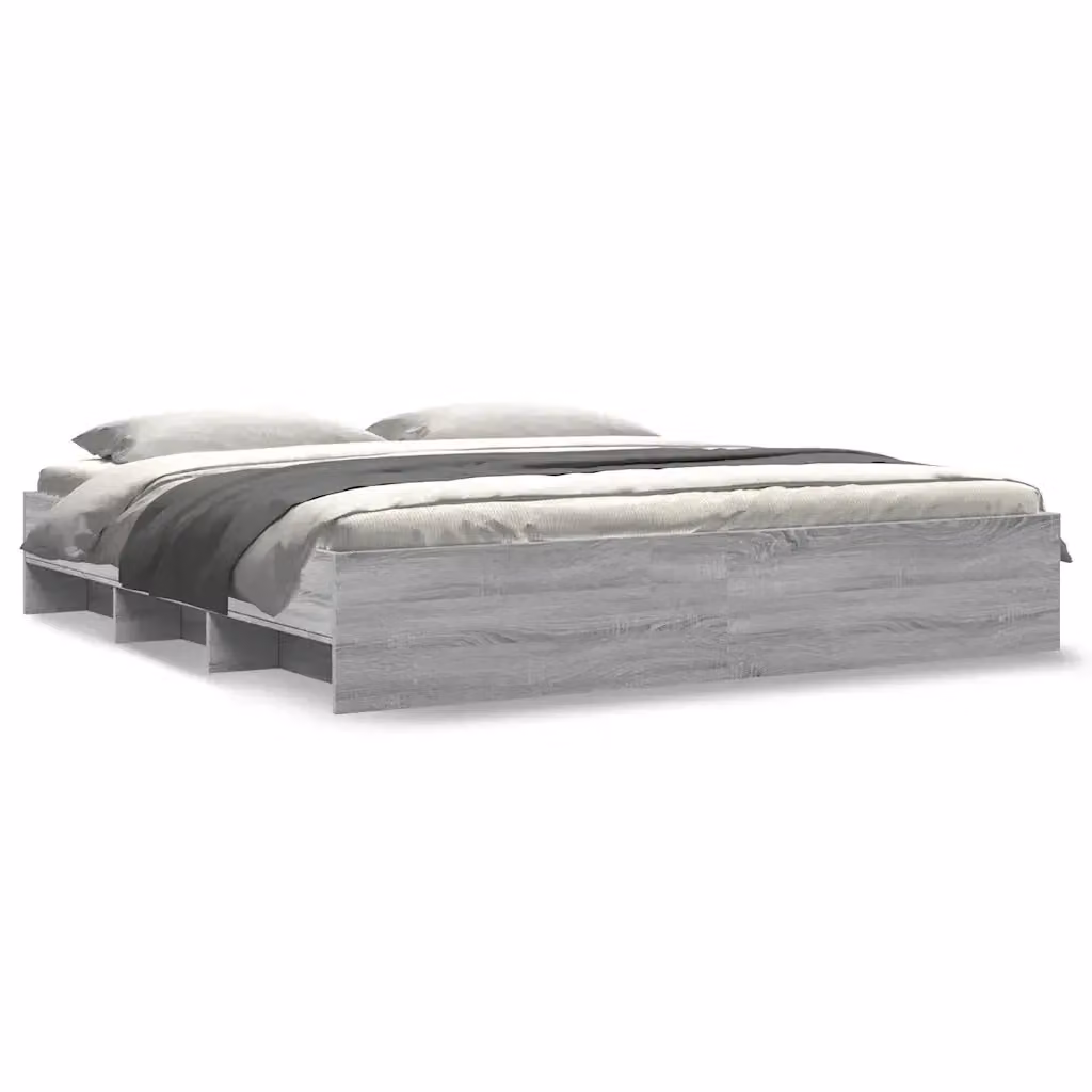Giroletto senza materasso vidaXL in legno e MDF Grigio L: 180 cm, P: 200 cm, H: 35 cm – 2