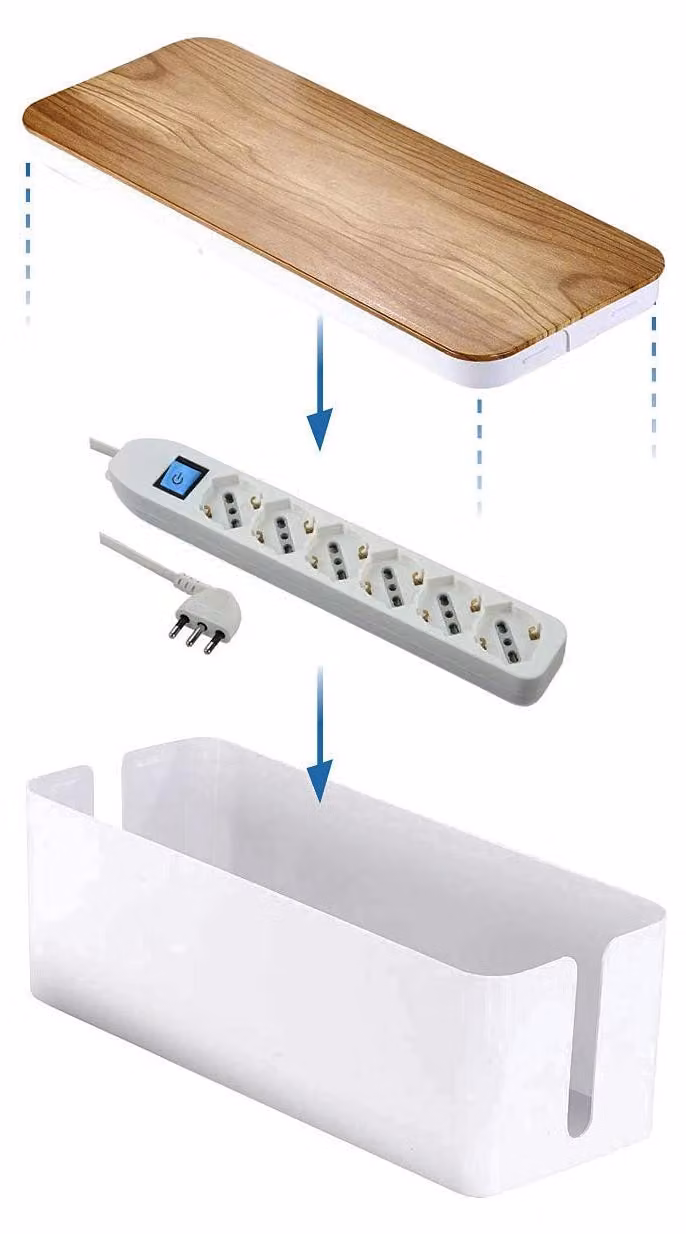 Electraline 300177: Organizzatore di cavi con ciabatta multipresa, 6 prese Schuko, 10/16