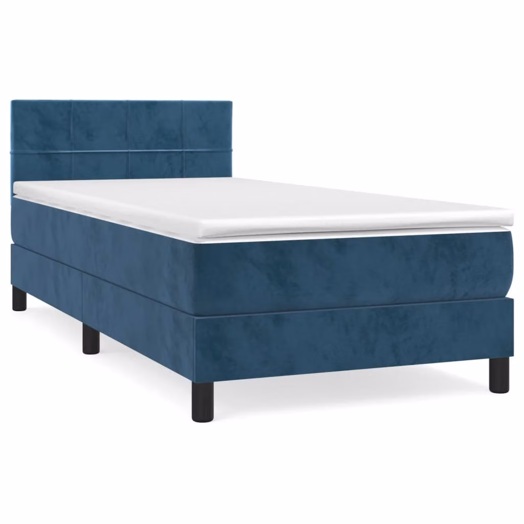 Giroletto a Molle con Materasso Blu Scuro 80x200 cm in Velluto