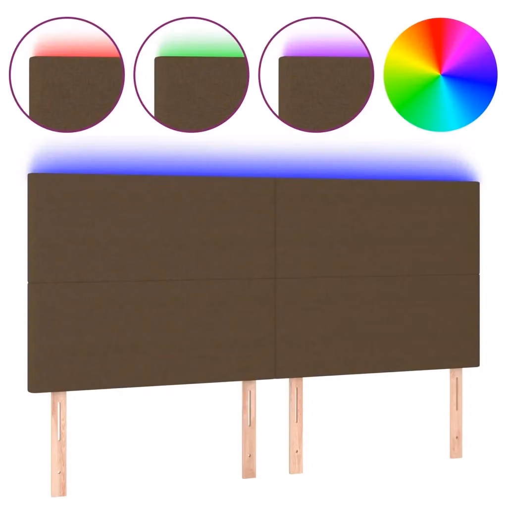 Testiera con LED Design Mania in tessuto marrone scuro con porta USB e luce di lettura L: 180 cm, P: 5 cm, H: 118/128 cm – 2