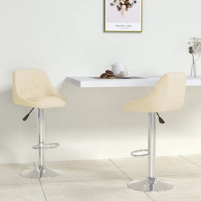 Sgabelli da Bar 2 pz Crema in Similpelle 335183