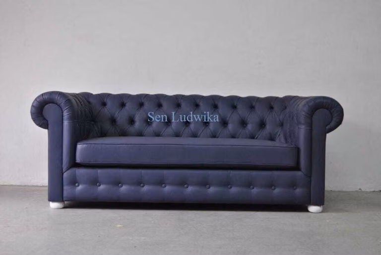 Chesterfield 3 Sitzer Couch Polster Couchen Sitz Wohnzimmer Sofa Schwarz