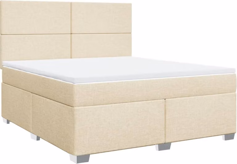 Giroletto a Molle con Materasso Crema 180x200 cm in Tessuto