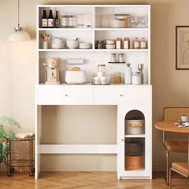 Mobile Cucina con Piano di Lavoro, Cassetti e Vano Bar ¨C MINIMAL ¨C Bianco