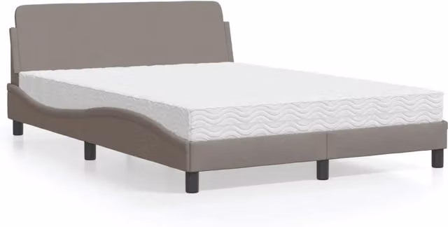 Letto con Materasso-Struttura Letto con Materasso Dover Tortora 140x190 cm in Tessuto
