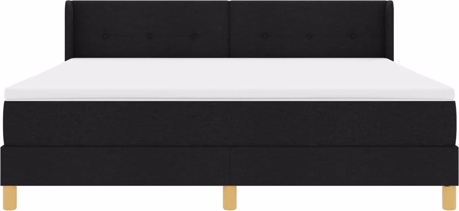 Letto boxspring vidaXL con testiera, nero, 200 x 180 cm, tessuto