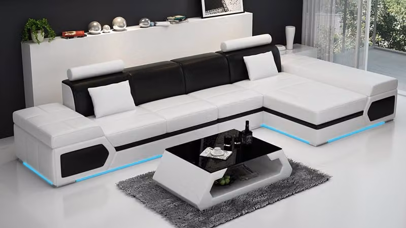 Ledersofa Sofa Couch Wohnlandschaft Ecksofa Garnitur Design Modern Sofa K5013C