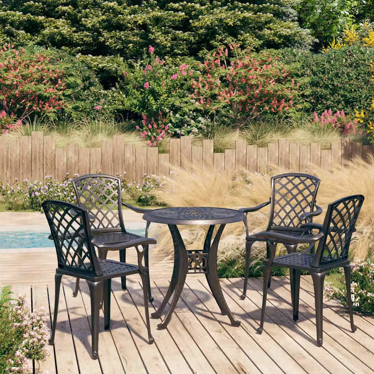 Set da Bistrot vidaXL in Alluminio Pressofuso Nero per Giardino, 5 Pezzi