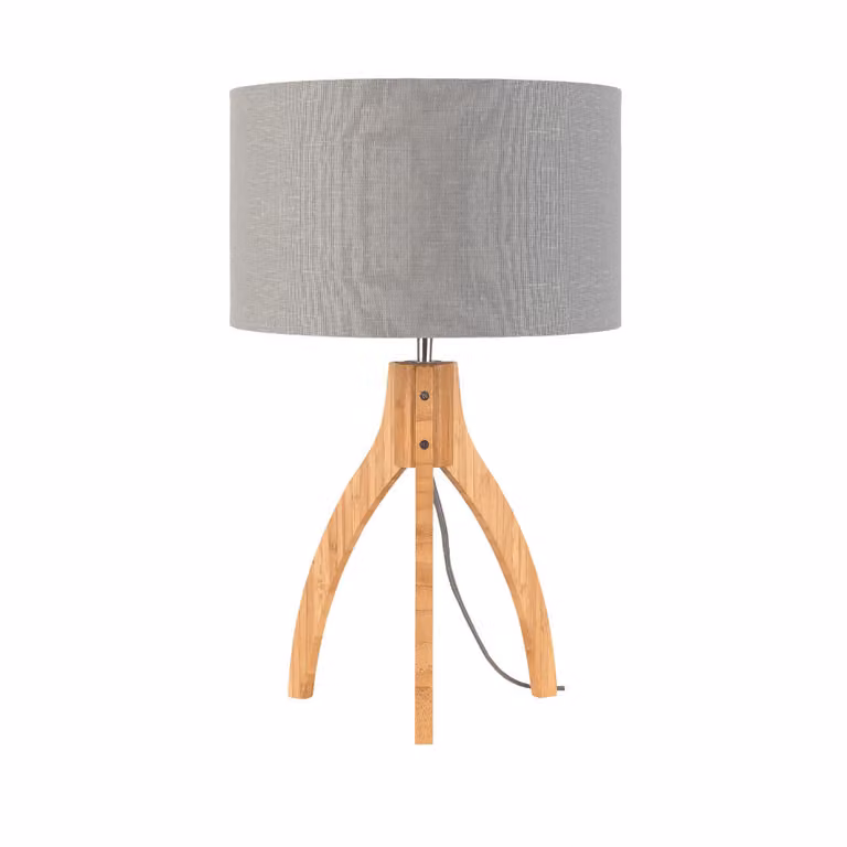 GOOD&MOJO - Lampada da tavolo Annapurna - Grigio chiaro/bambù - Ø36cm Lampada da tavolo - Lampada da comodino, soggiorno, camera da letto