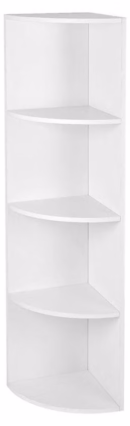 Scaffale angolare con 4 ripiani – Scaffale a parete – Stile industriale – Pannello di truciolato – Bianco – 30 x 129,5 x 30 cm